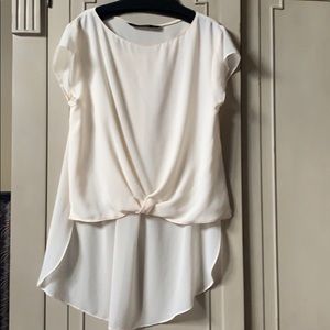 Zara Basics Ivory High Low Blouse Small